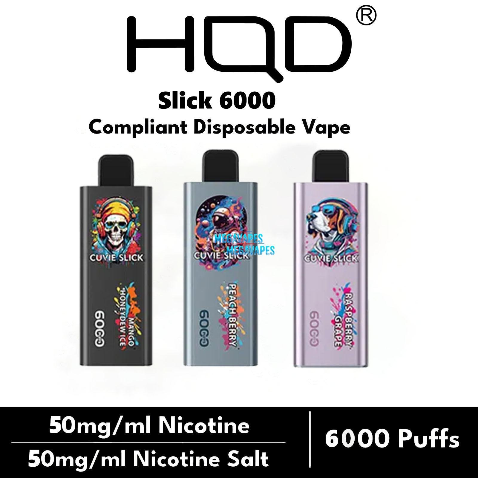HQD CUVIE SLICK 6000 - All Flavours - Mega Vapes Australia HQD CUVIE SLICK 6000 - All Flavours