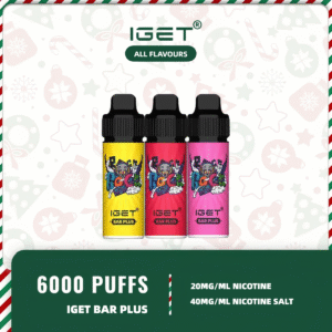 IGET BAR PLUS – ALL FLAVOURS | 6000 Puffs | Rechargeable | 21 Flavours | Mega Vapes Australia