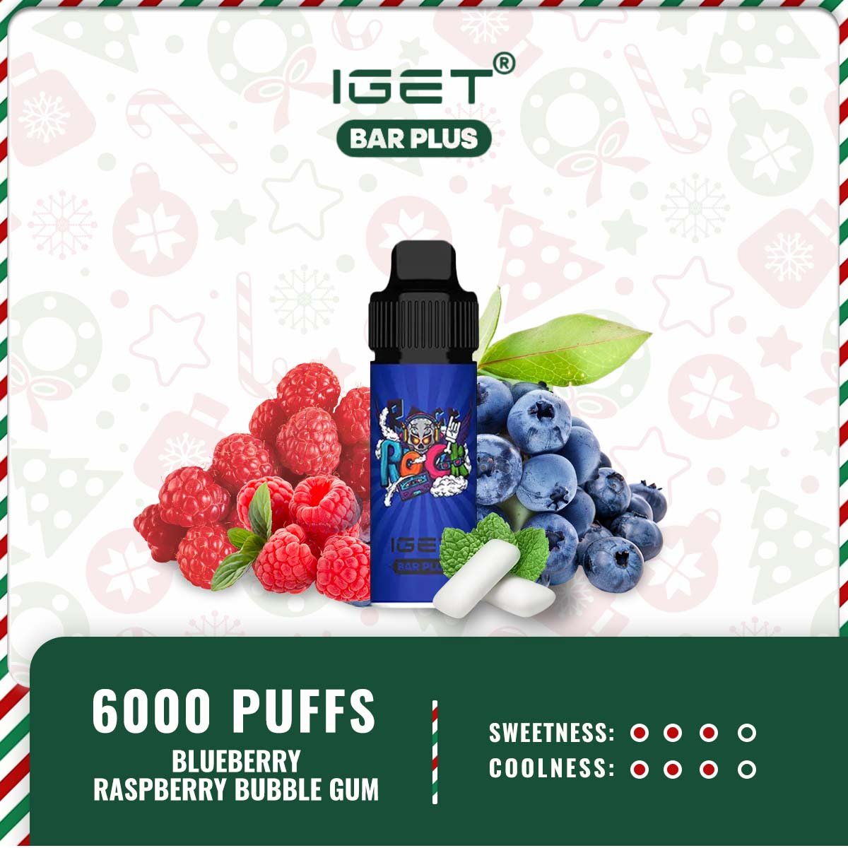 IGET BAR PLUS – BLUEBERRY RASPBERRY BUBBLE GUM - Image 2