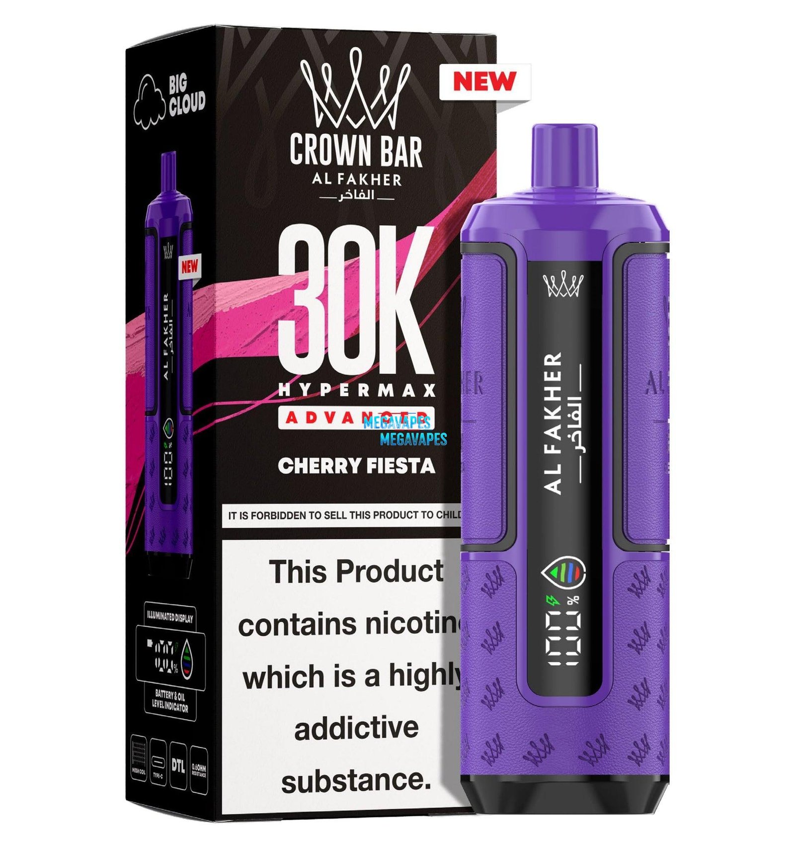 Crown Bar Al Fakher 30K Hypermax Pre-filled VAPE - Mega Vapes Australia Al Fakher Pro Max 12K Battery - Starting From $4.49