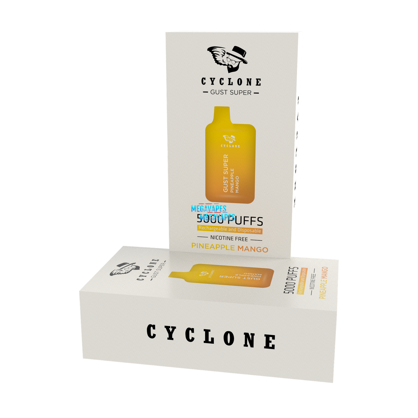 Nicotine Free Gust Super Pineapple Mango Rechargeable Disposable - Mega Vapes Australia Al Fakher Pro Max 12K Battery - Starting From $4.49