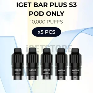 5 PCS – IGET Bar Plus S3 Pod Only 10000 Puffs