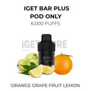 IGET Bar Plus Pods 6000 Puffs – Orange Grape Fruit Lemon