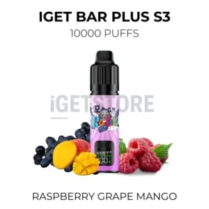 IGET Bar Plus S3 10000 Puffs – Raspberry Grape Mango