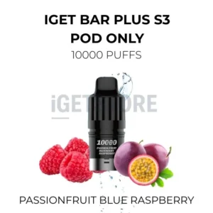 IGET Bar Plus S3 Pod Only 10000 Puffs – Passionfruit Blue Raspberry