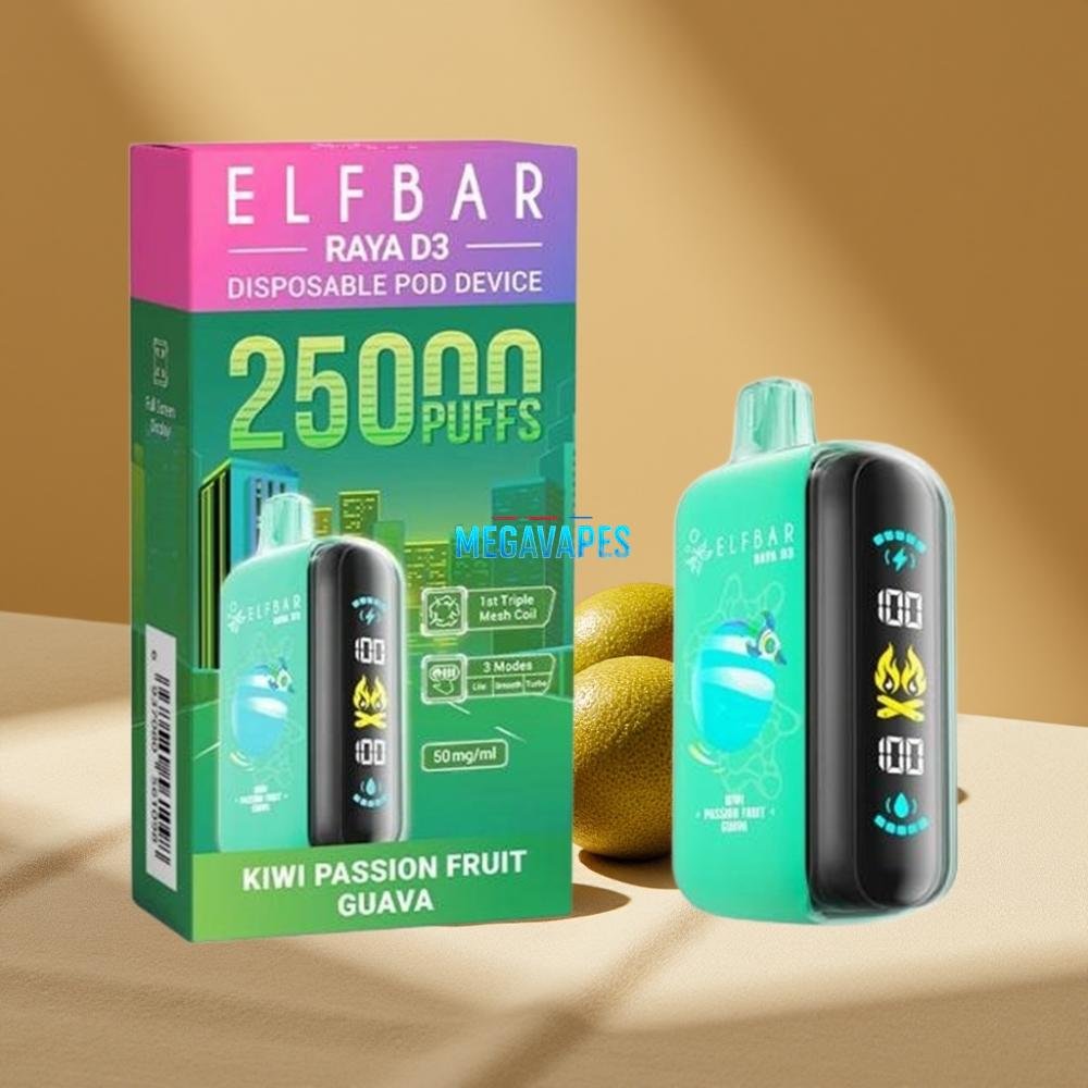 ELF_BAR_RAYA_D3_25000_Puffs_23ml_5_Disposable_Vape_Kiwi_Passion_Fruit_Guava_D6DP0Z6-1jpg - Mega Vapes Australia