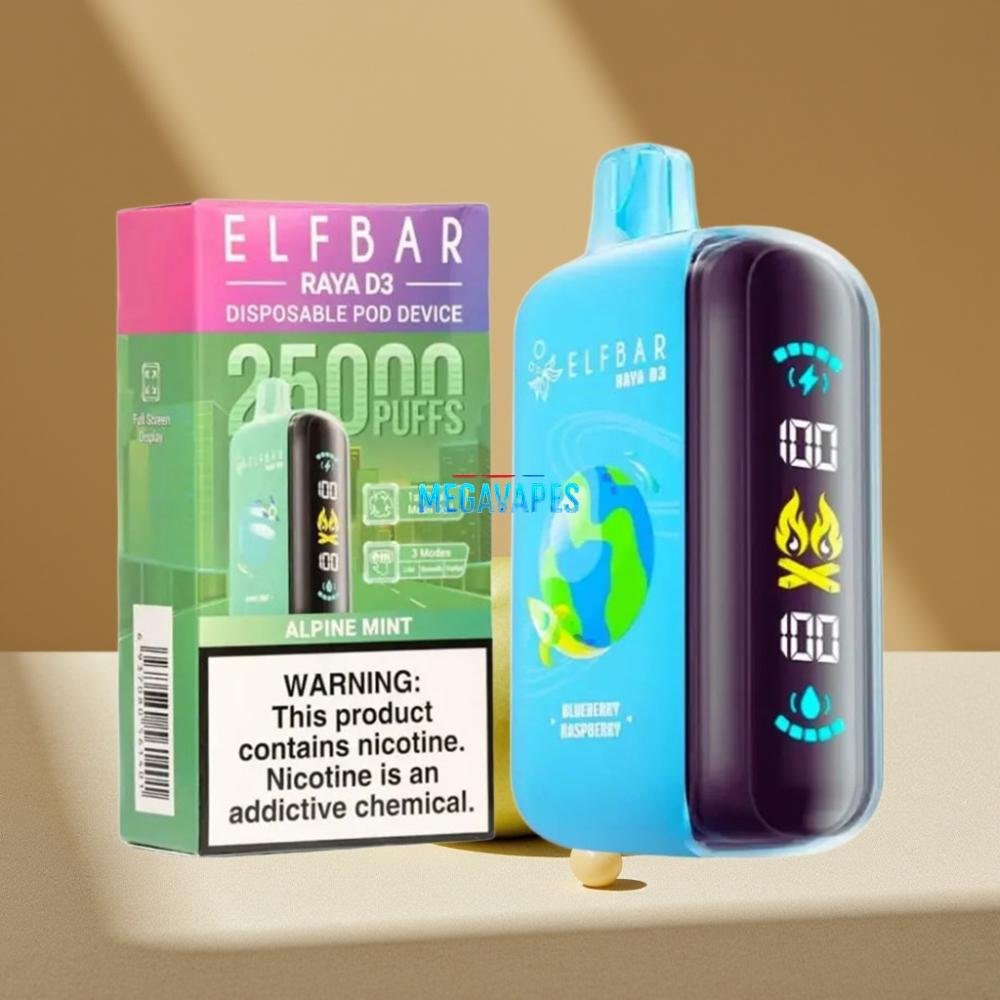 ELF_BAR_RAYA_D3_25000_Puffs_Rechargeable_Disposable_Vape_with_Type_C_Screen_Alpine_Mint_D6DP0Z4-1jpg - Mega Vapes Australia