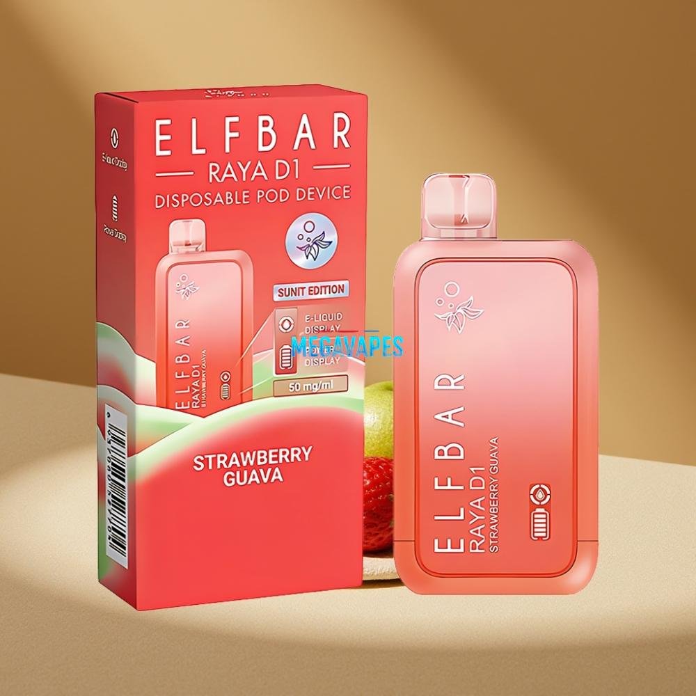 Elf_Bar_Raya_D1_13000_Puffs_18ml_Strawberry_Guava_Disposable_Vape_D6DP0Z7-1jpg - Mega Vapes Australia