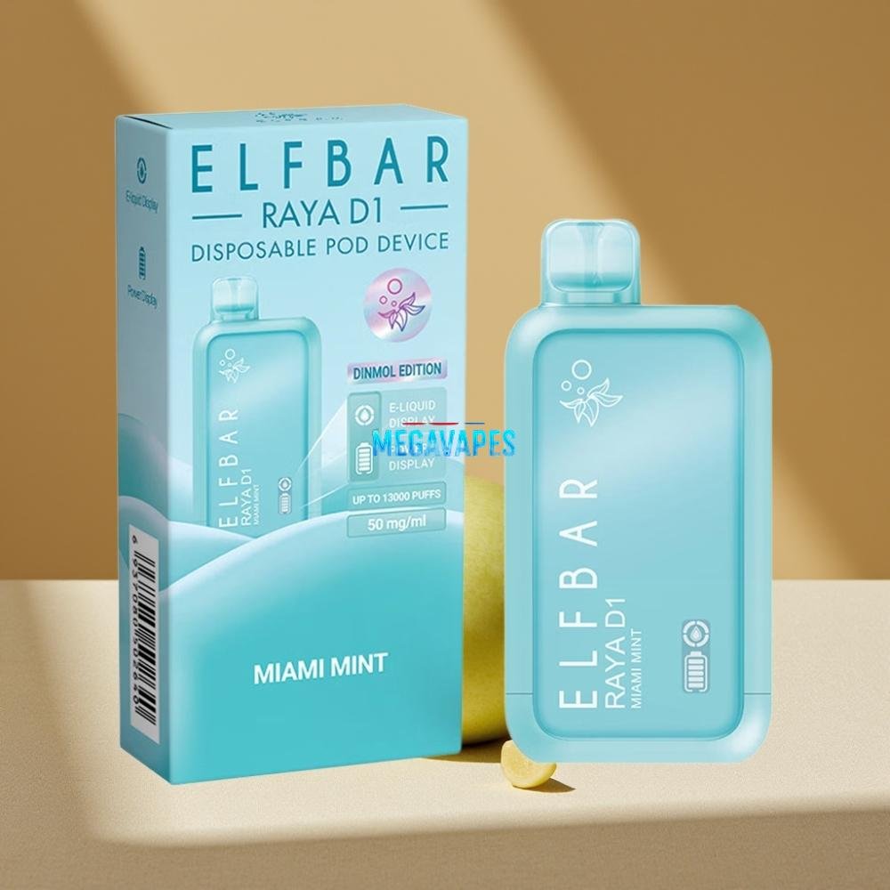 Elf_Bar_Raya_D1_18ml_650mAh_13000_Puffs_Disposable_Vape_Miami_Mint_D6DP0Z71-1jpg - Mega Vapes Australia