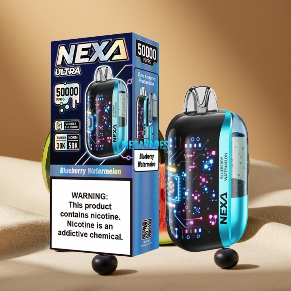 NEXA_Ultra_50K_Disposable_Vape_20mL_Prefilled_5_Nicotine_Dual_Mesh_Coils_Blueberry_Watermelon_2FV41229-1jpg - Mega Vapes Australia