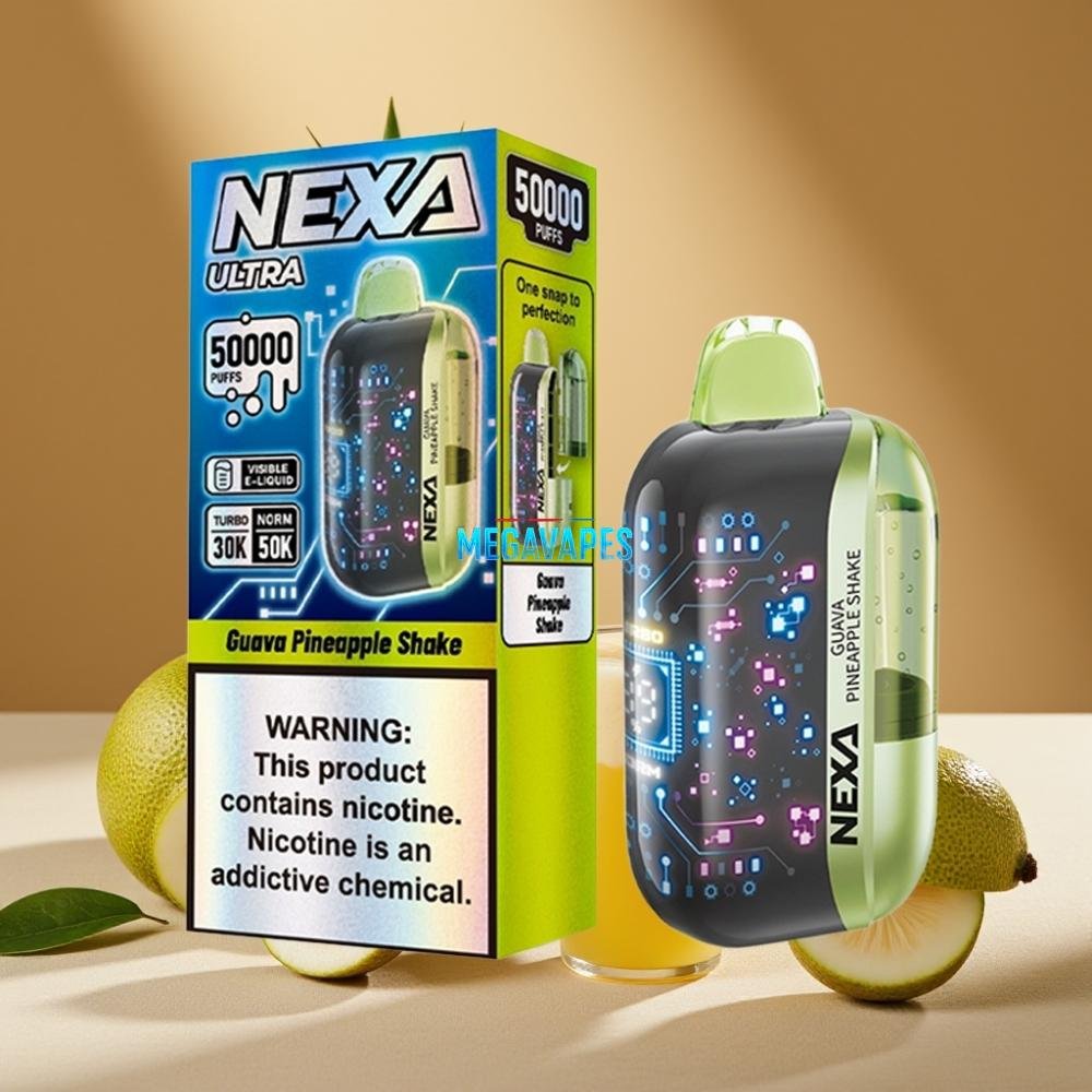 NEXA_Ultra_50K_Disposable_Vape_20ml_5_Nicotine_Dual_Mesh_Coils_Type_C_Charging_Guava_Pineapple_Shake_2FV41138-1jpg - Mega Vapes Australia