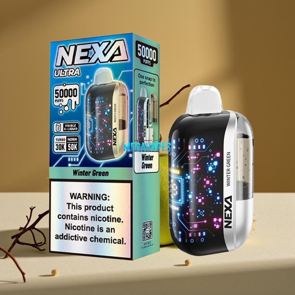 NEXA_Ultra_50K_Disposable_Vape_20ml_5_Nicotine_Type_C_Charging_Winter_Green_2FV4295-1jpg - Mega Vapes Australia