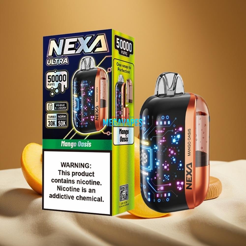 NEXA_Ultra_50K_Disposable_Vape_20ml_Prefilled_5_Nicotine_0_9ohm_Dual_Mesh_Mango_Oasis_2FV4990-1jpg - Mega Vapes Australia